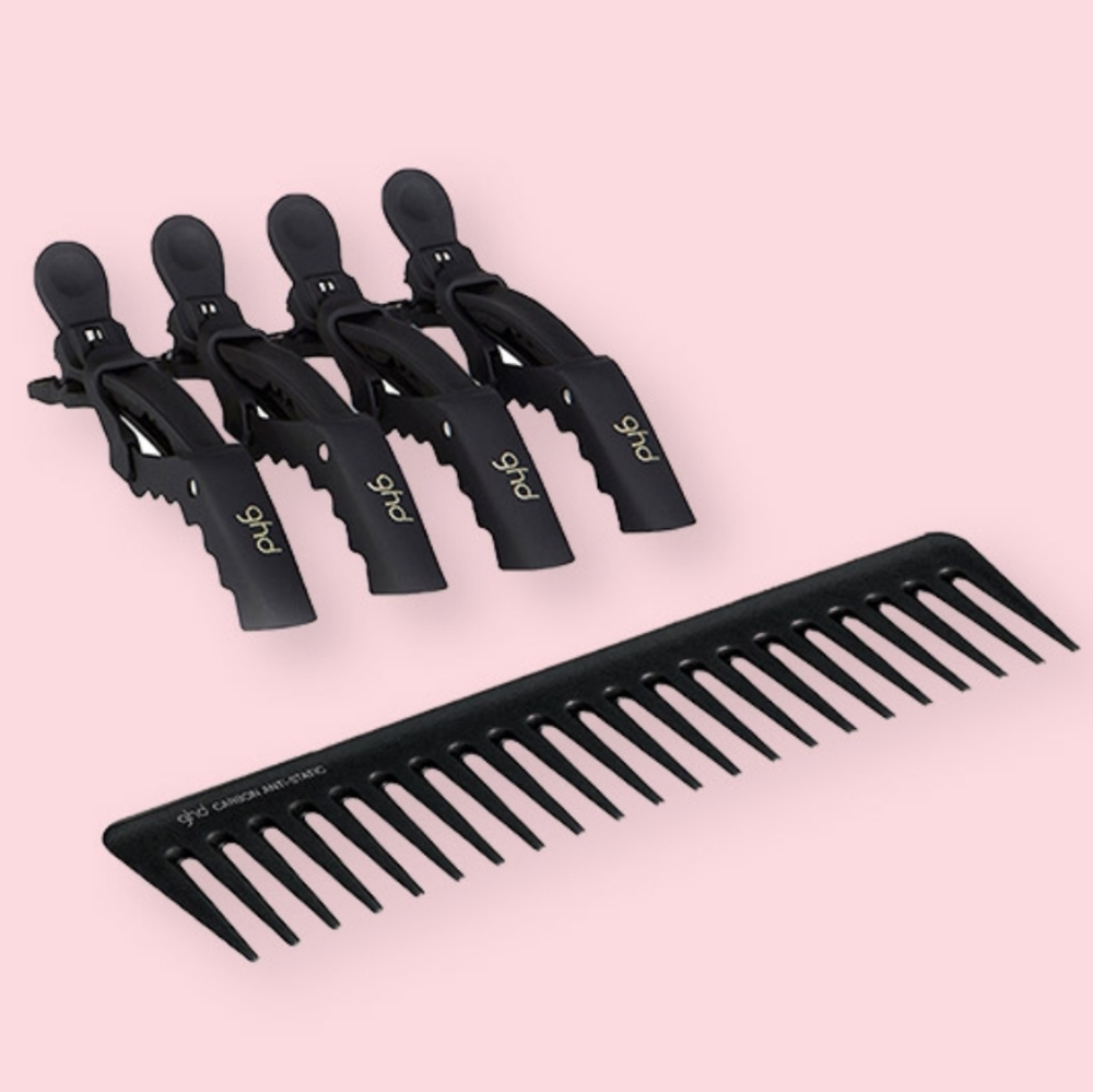 GHD Detangling Comb and Creaseless Clips